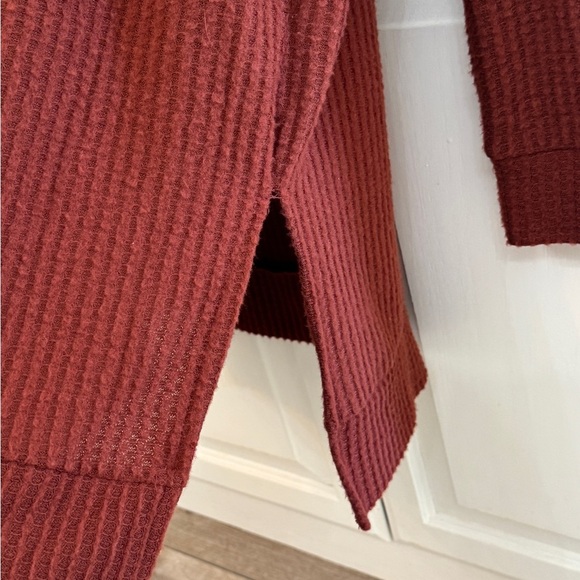 Zenana Outfitters Rust Orange Crew Neck Fuzzy Sweater oversized S - Picture 3 of 5